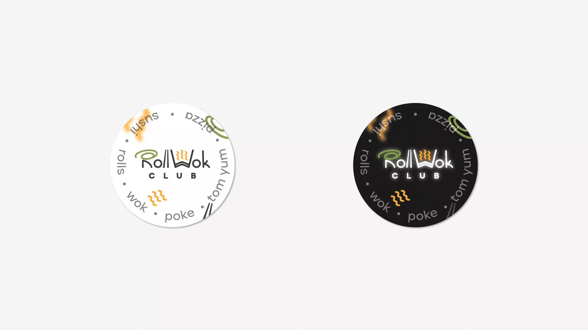 Разработка наклеек для суши-бара «Roll Wok Club» в Альметьевске